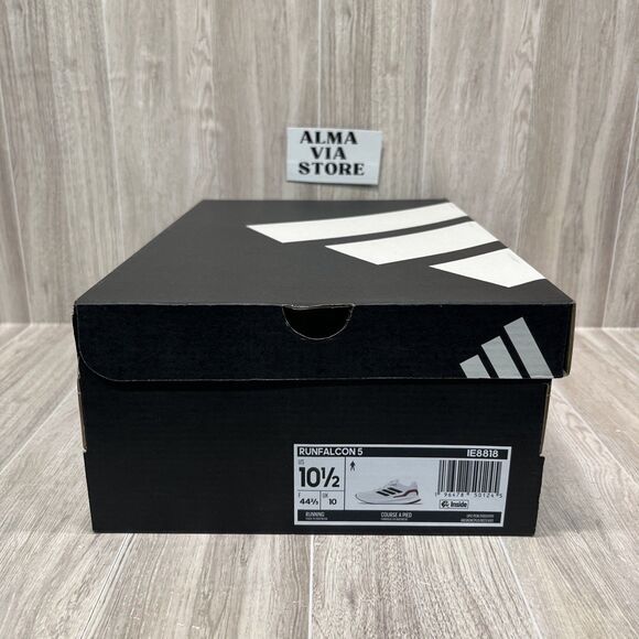 Adidas Runfalcon 5 Men\'s Size 10.5 White Black Scarlet Running Shoes IE8818 New main image 4